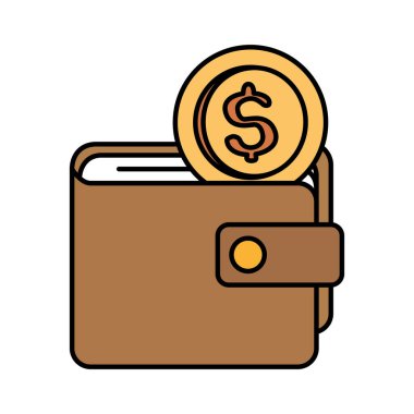 Cüzdan izole edilmiş simgesi olan bozuk para parası