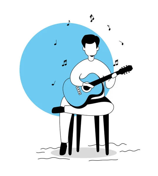 Man with guitar avatar characters — Stock Vector