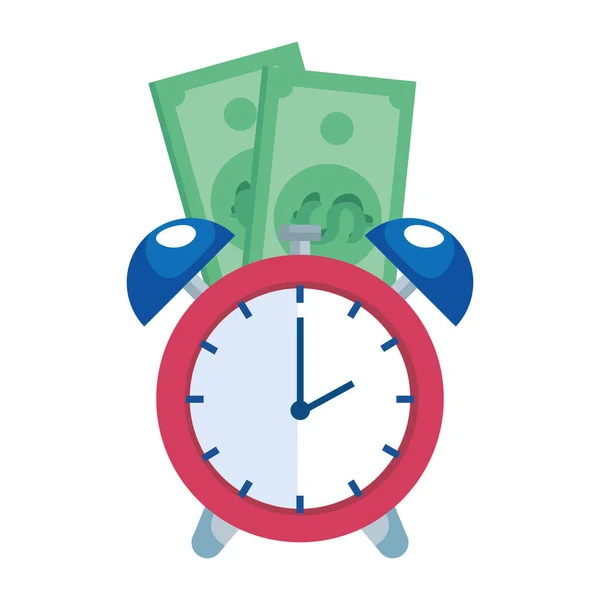 Fatura parası ve alarm saati izole edilmiş simgesi — Stok Vektör