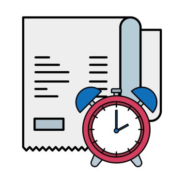 Alarm saati olan kağıt kuponu izole edilmiş simge