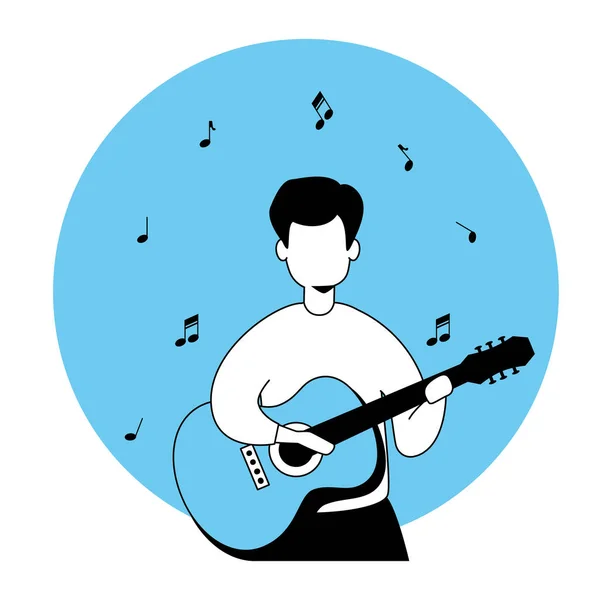 Man with guitar avatar characters — Stock Vector