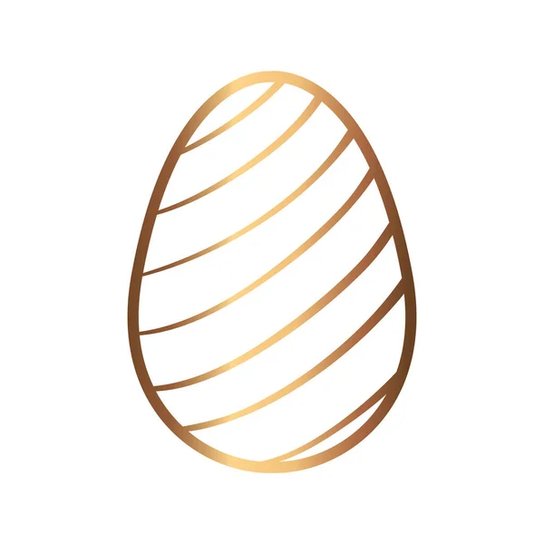 Pascua de huevo dorado con líneas decoradas icono aislado — Vector de stock