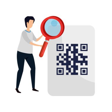 QR kodu izole edilmiş adam