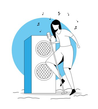 Kadın Avatar karakter simgeleri söylüyor