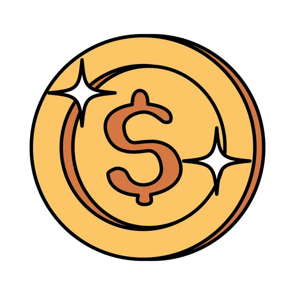 Coin money cash isolated icon — Stock Vector