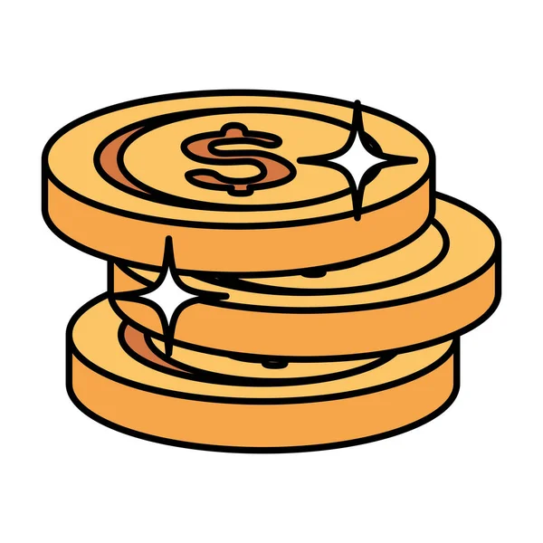 Pile pièces argent argent argent isolé icône — Image vectorielle