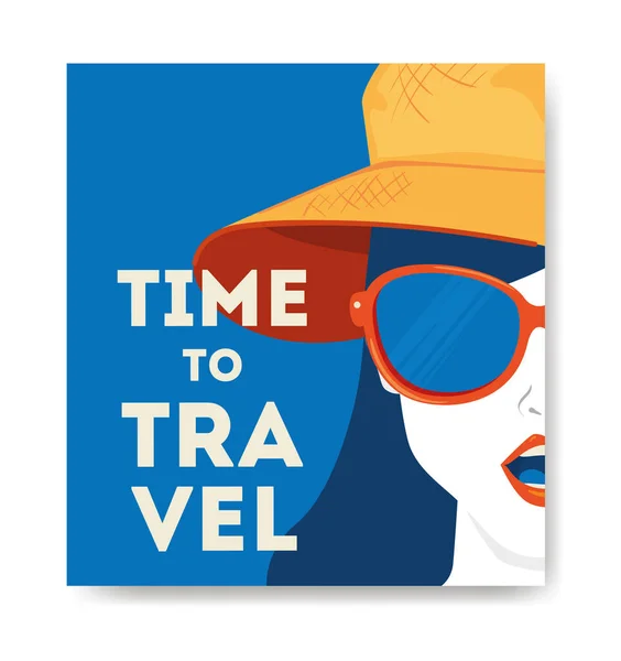 Plakát cestování v čase s tváří ženy — Stockový vektor