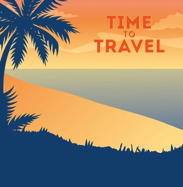Travel poster with beach landscape — Stock Vector