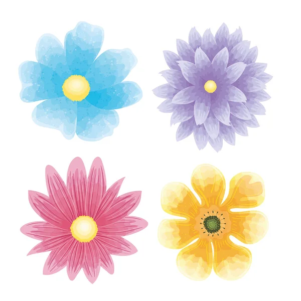 Набір кольорових квітів натуральні — стоковий вектор