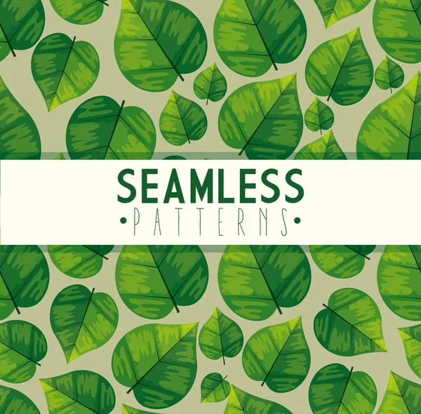 Modèle sans couture de feuilles écologiques naturelles — Image vectorielle