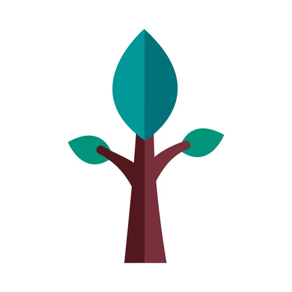 Fa növény erdő levelekkel lapos stílusú ikon — Stock Vector