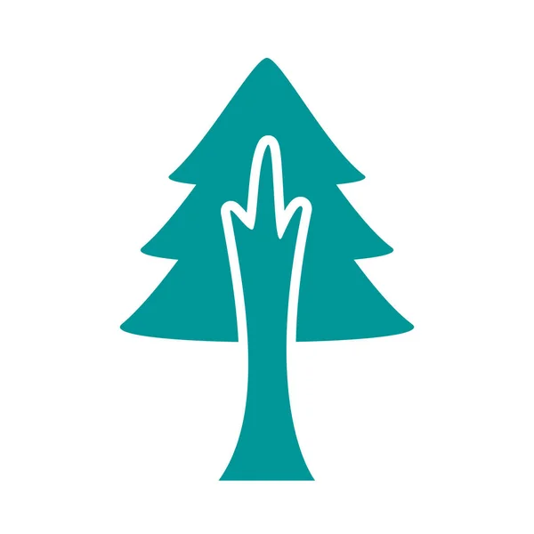 Pino planta bosque silueta icono de estilo — Vector de stock