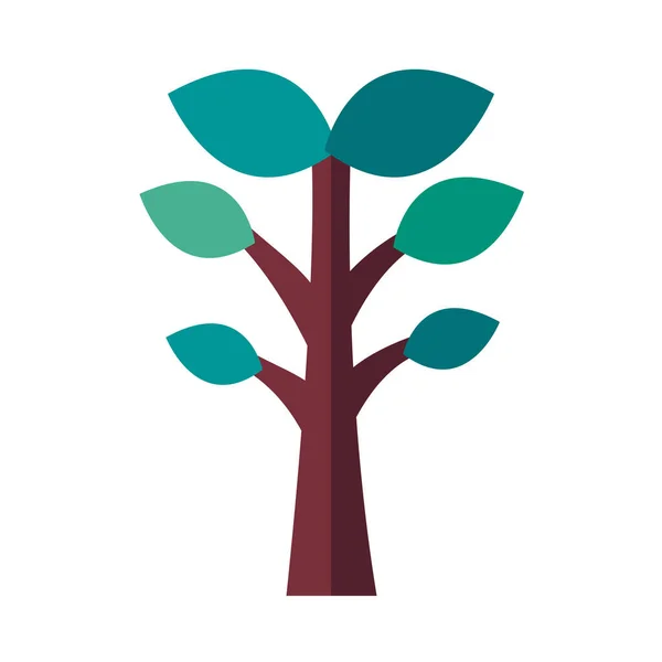 Bosque de plantas de árboles con hojas icono de estilo plano — Vector de stock