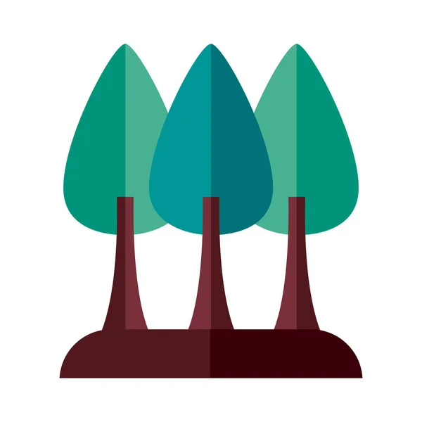 Pinos árboles plantas bosque plano icono de estilo — Vector de stock