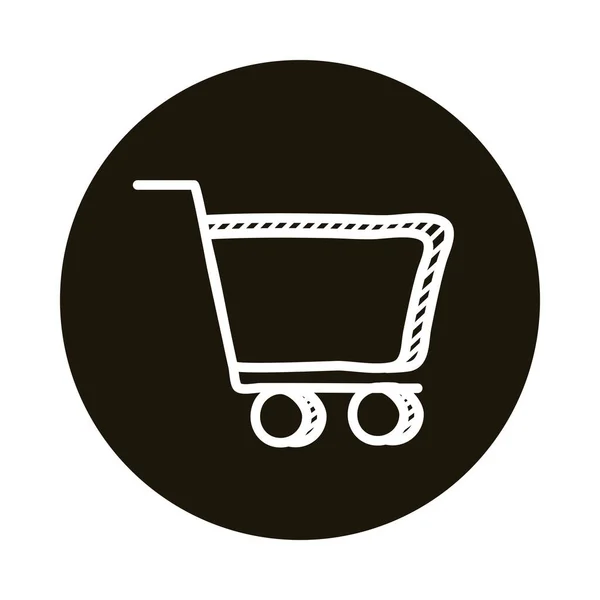 Shopping cart doodle block style icon — Stock Vector