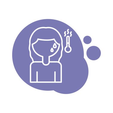 Ateşi ve termometresi olan bir kadın.