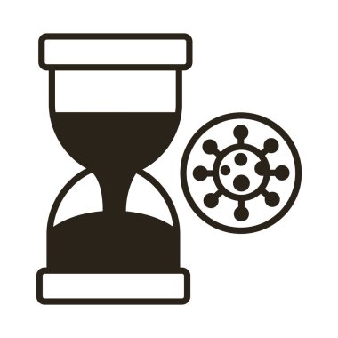 covid19 virüs parçacığı ve kum saati çizgisi tarzı