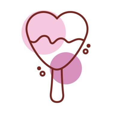 Lezzetli dondurma kalp şeklindeki renk tarzıyla yapışmış.