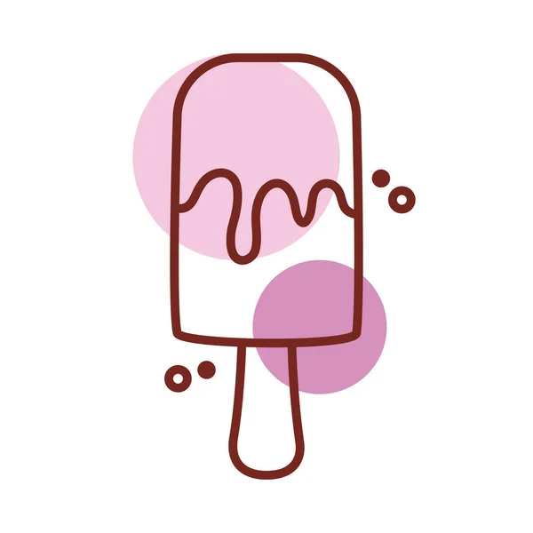 Leckeres Eis in Stick mit zwei Geschmacksrichtungen Linie Farbe Stil — Stockvektor