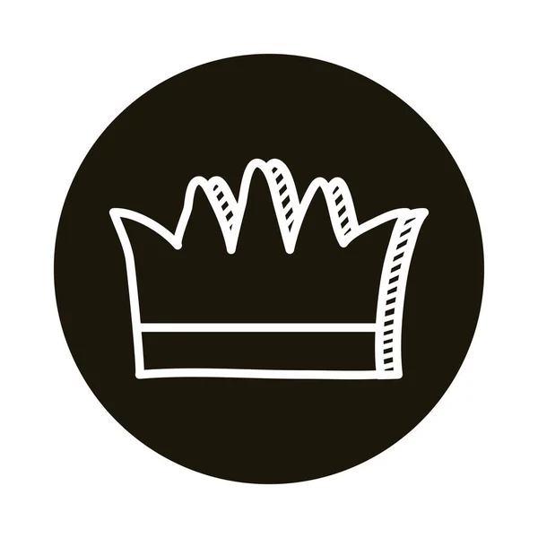 Koningin kroon doodle blok stijl pictogram — Stockvector