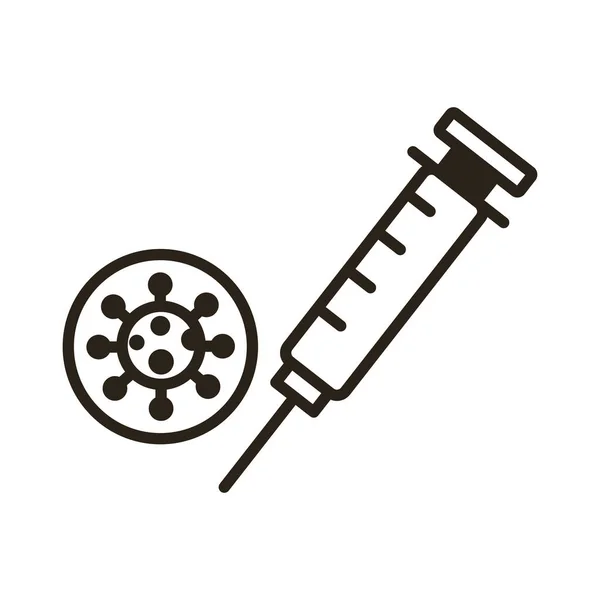Particule de virus covid19 avec style de ligne d'injection — Image vectorielle