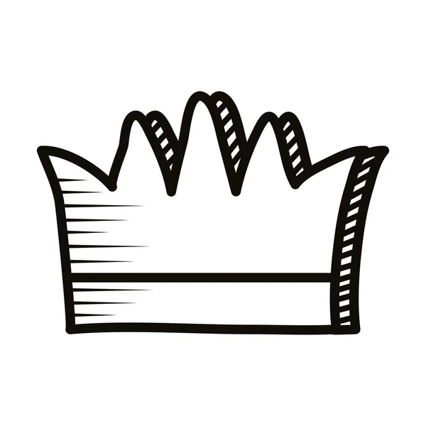 Regina corona doodle linea stile icona — Vettoriale Stock