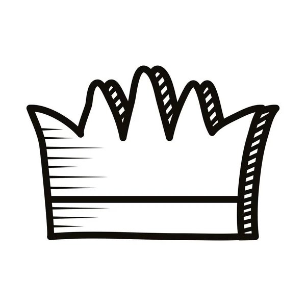 Regina coroana doodle linie stil icon — Vector de stoc