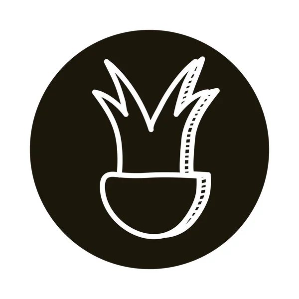 Planta de interior en maceta doodle bloque icono de estilo — Vector de stock