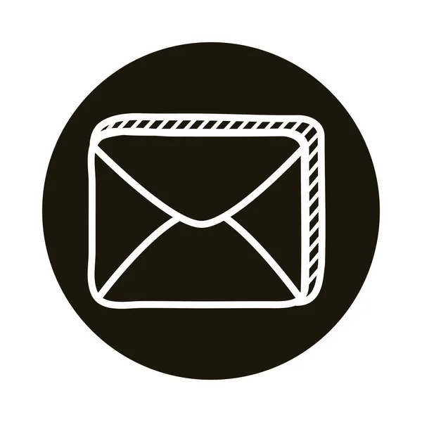 Envelope mail doodle ícone estilo bloco — Vetor de Stock