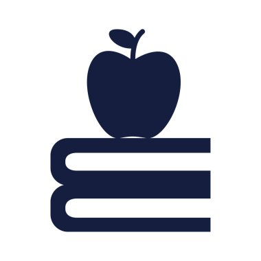 elma taze meyve ve kitap siluet tarzı