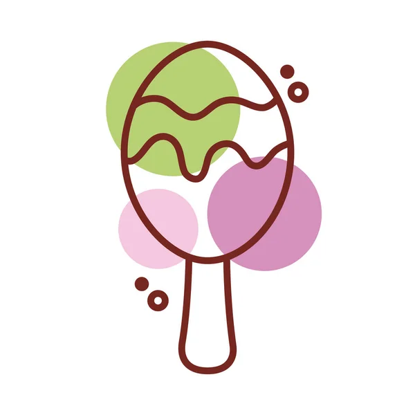 Delicioso sorvete em pau com três sabores estilo de cor linha —  Vetores de Stock