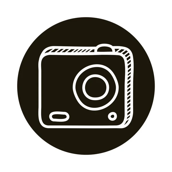 Icona in stile blocco doodle fotocamera fotografica — Vettoriale Stock