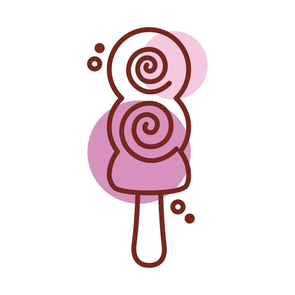 Delicious ice cream in stick with spirals line color style icon — Stock Vector
