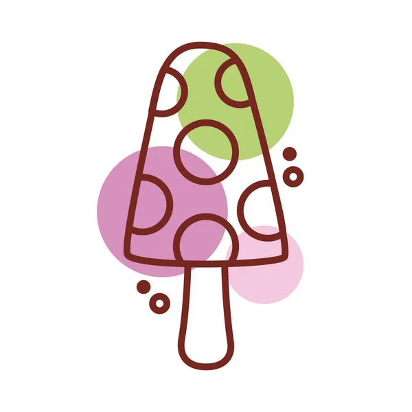 Läcker glass i stick med poäng linje färg stil — Stock vektor