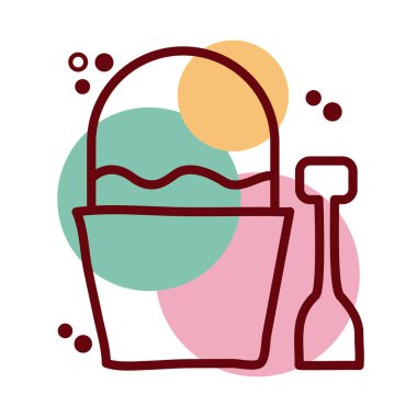 kum kovası ve kürek çizgisi ve renk simgesi