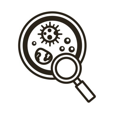 Büyütme cam çizgi simgesine sahip bakteri kültürü