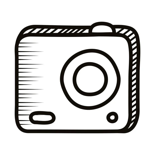 Photographic camera doodle line style icon — Stock Vector