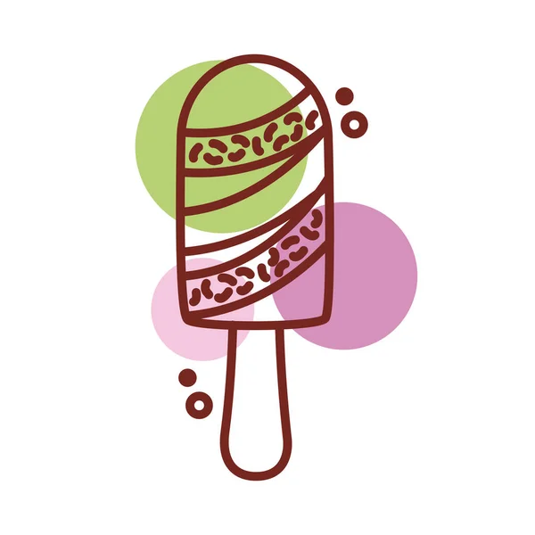 Finom fagylalt a stick különböző ízek vonal színes stílus — Stock Vector