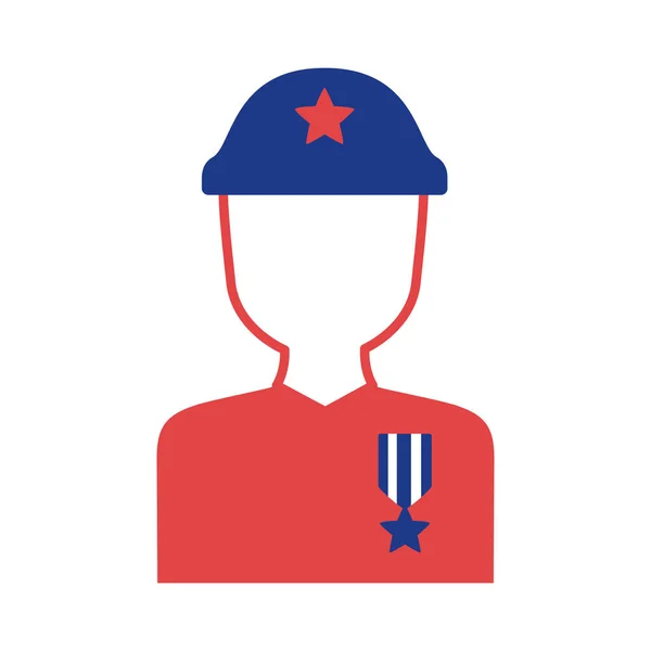 Icono de estilo de silueta soldado militar — Vector de stock