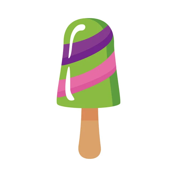 Delicioso helado en palo con tres sabores de estilo plano — Archivo Imágenes Vectoriales