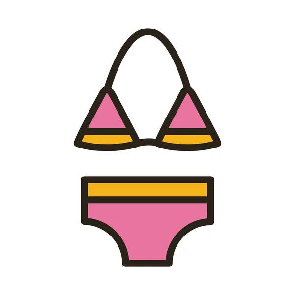 Ligne de maillot de bain femme et icône de style de remplissage — Image vectorielle