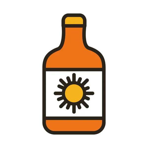 Linha de garrafa bloqueador solar e ícone de estilo de preenchimento — Vetor de Stock