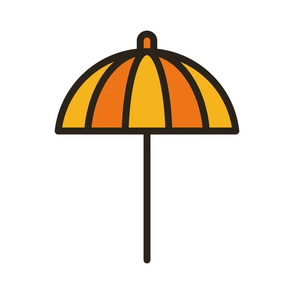 Пляжна парасолька лінія і значок стилю заповнення — стоковий вектор