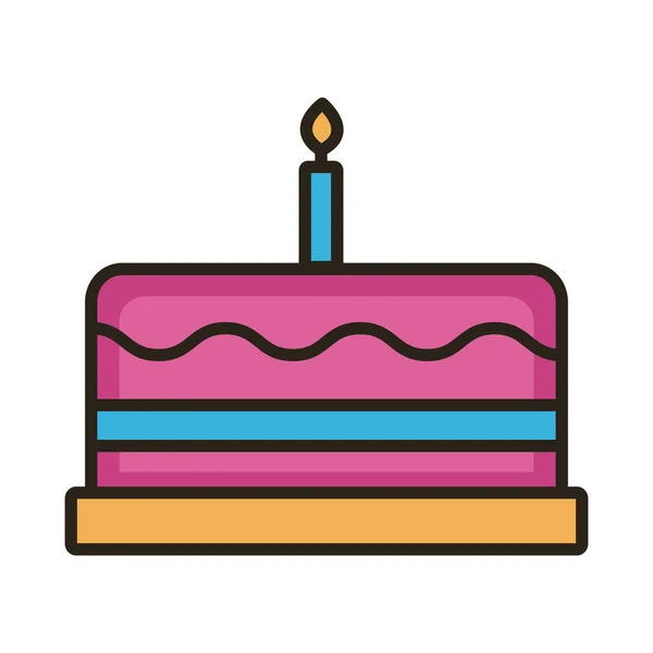 गोड केक वाढदिवस ओळ आणि शैली चिन्ह भरा — स्टॉक व्हेक्टर