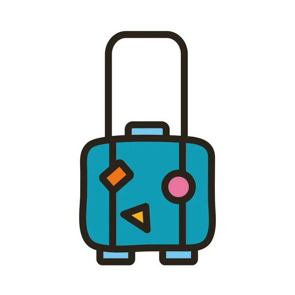 Línea de viaje maleta e icono de estilo de relleno — Vector de stock
