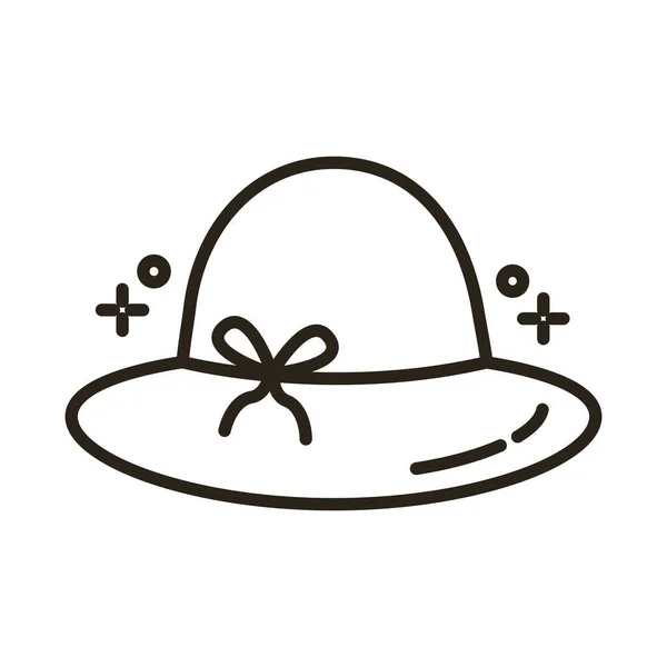 Chapeau femelle accessoire ligne style icône — Image vectorielle