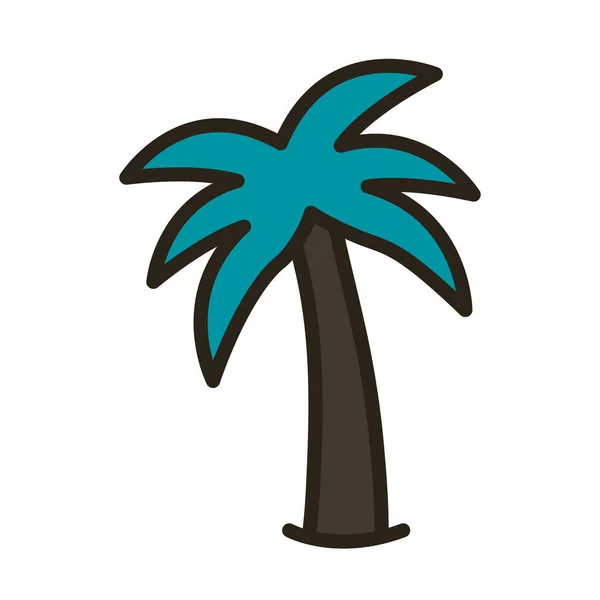 Árbol palmeras línea de verano y relleno icono de estilo — Vector de stock
