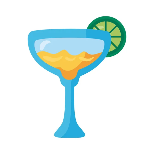 Frisse tropische tequila cocktail met citroen detaild stijl pictogram — Stockvector