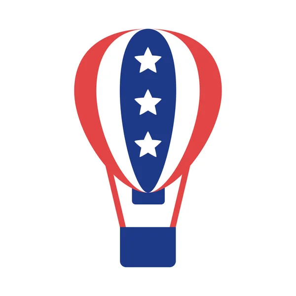 Ballon air chaud avec les États-Unis d'Amérique drapeau silhouette style — Image vectorielle