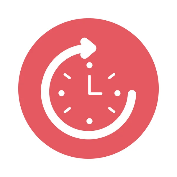 Reloj de tiempo con flecha alrededor del icono de estilo de bloque — Vector de stock